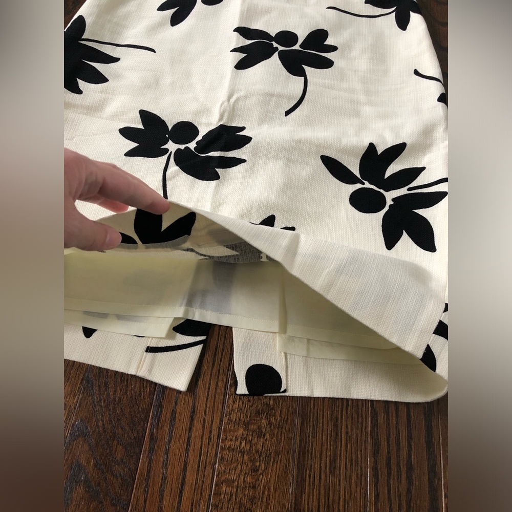 J. Crew Women’s 0 Black/Ivory The Pencil Skirt Knee-Length Cotton Floral Skirt - Picture 7 of 11